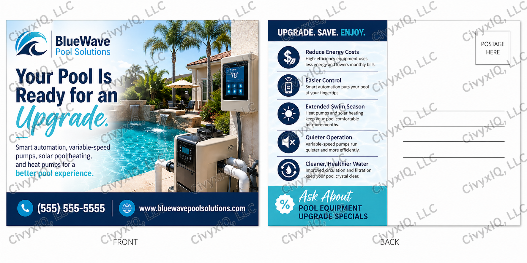 Pool Equipment postcard template
